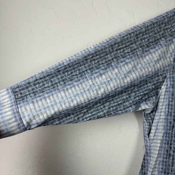 Tommy Bahama Dress Shirt Knit Button Down Top Collared Blue White Leaf Print - Picture 4 of 11